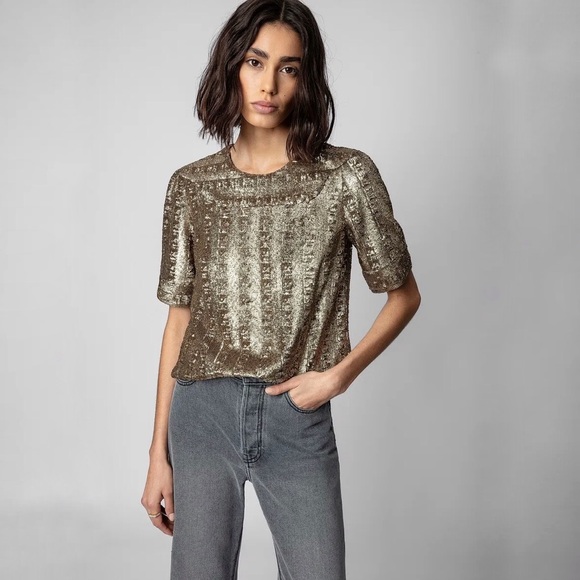 Zadig & Voltaire Tops - Zadig & Voltaire Gold Sequin Top